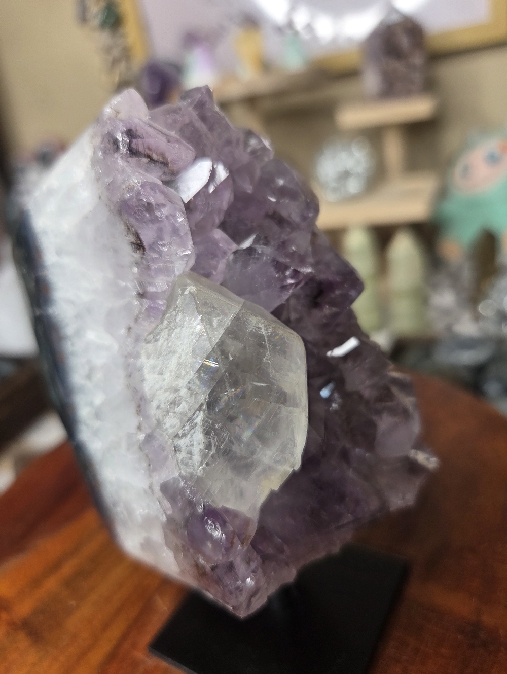 Amethyst Freeform Crystal With   Black  Stand 4 X4 - Picture 3 of 8
